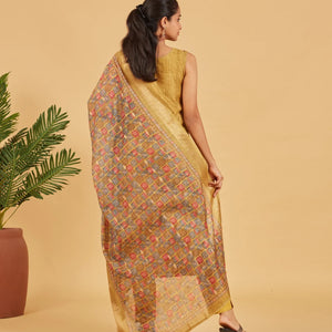 Olive Kurta Set With Matching Dupatta
