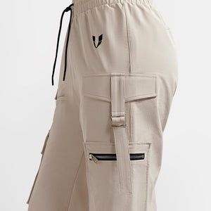 Loose Fit Cargo Power Pants - Apricot Gray