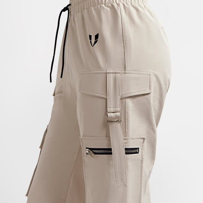 Loose Fit Cargo Power Pants - Apricot Gray