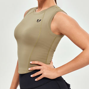 Curved Hem Tank Top - Brown