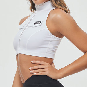 Cropped Cargo Tank - White