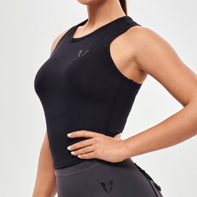 Round Neck Sports Tank - Black