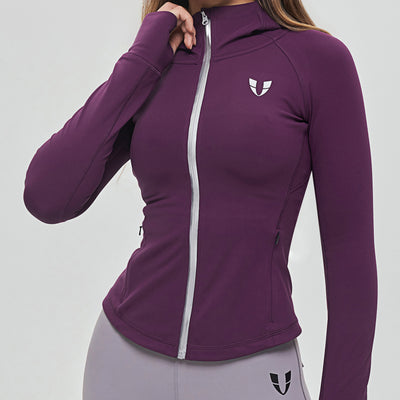 Thin Fleece Zipper Hoodie - Purple