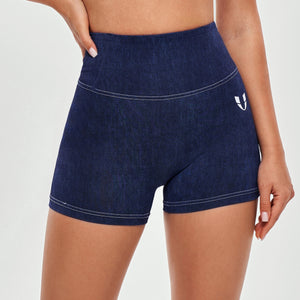 High Waist Cargo Shorts - Denim Blue