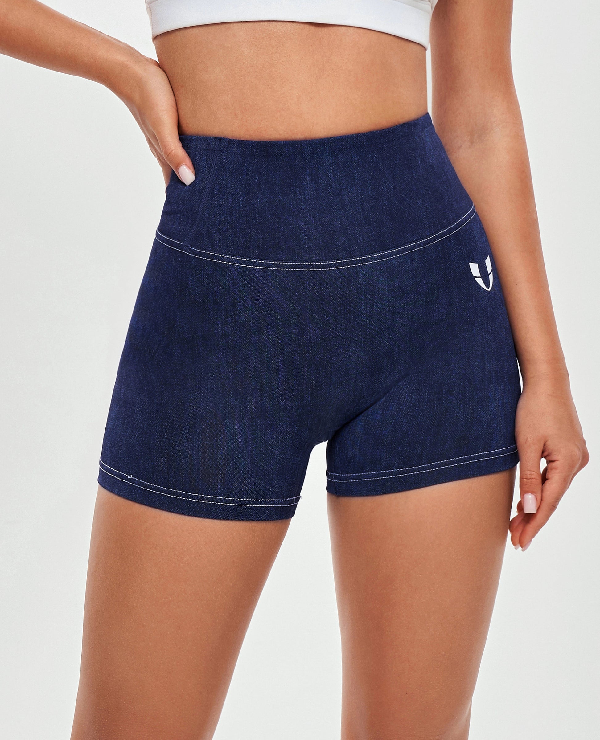 High Waist Cargo Shorts - Denim Blue