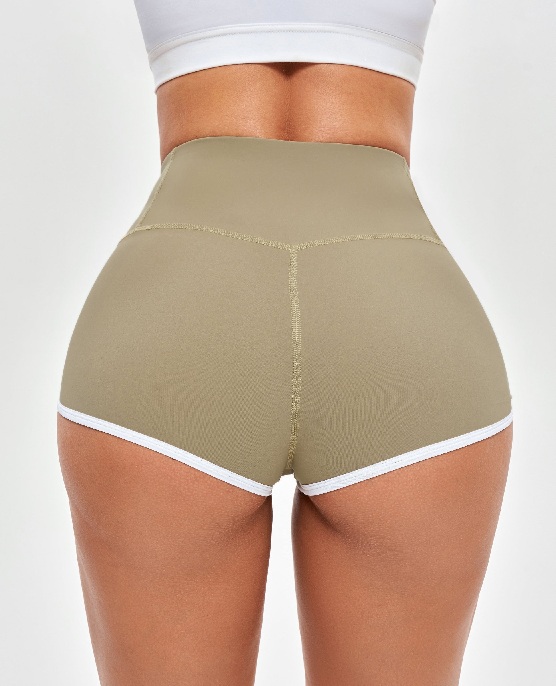High Waist Short Shorts - Beige