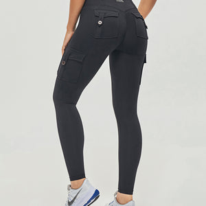 High Waisted Cargo Leggings - Black