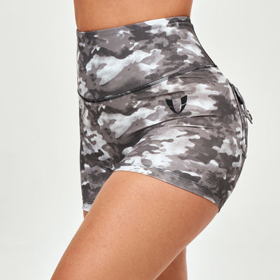 High Waist Cargo Shorts -  Tie Dye Camo