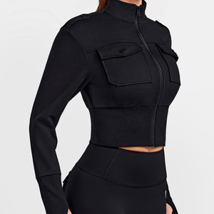 Loose Fit Active Crop Jacket - Black