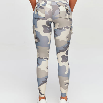 High Waisted Cargo Leggings - Grey blue Camo