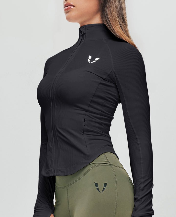 Ribbed Gym Jacket - Black