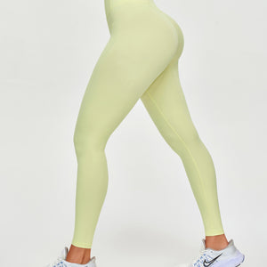 High Waisted Workout Leggings - Light Yellow