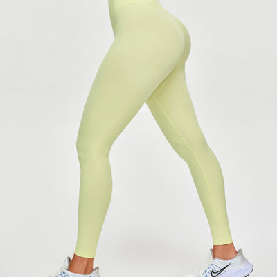 High Waisted Workout Leggings - Light Yellow