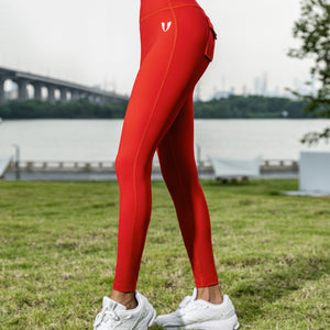 Powerful Belted Cargo leggings - Red