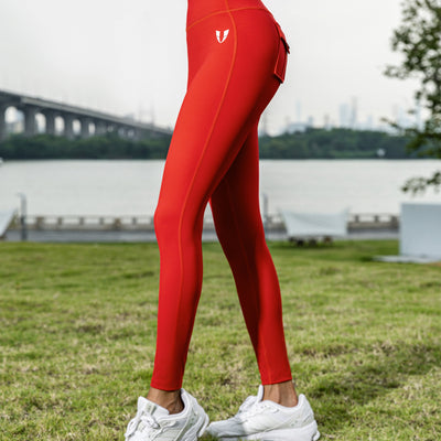 Powerful Belted Cargo leggings - Red