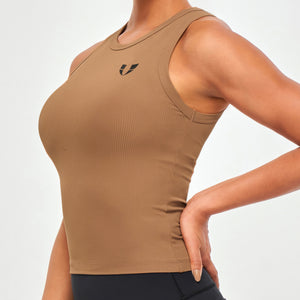 Ribbed Workout Tank - Brown