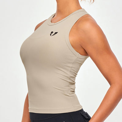 Ribbed Workout Tank - Khaki