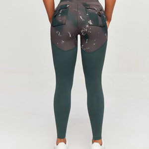 Cargo Power Leggings - Tie Dye and Dark Green