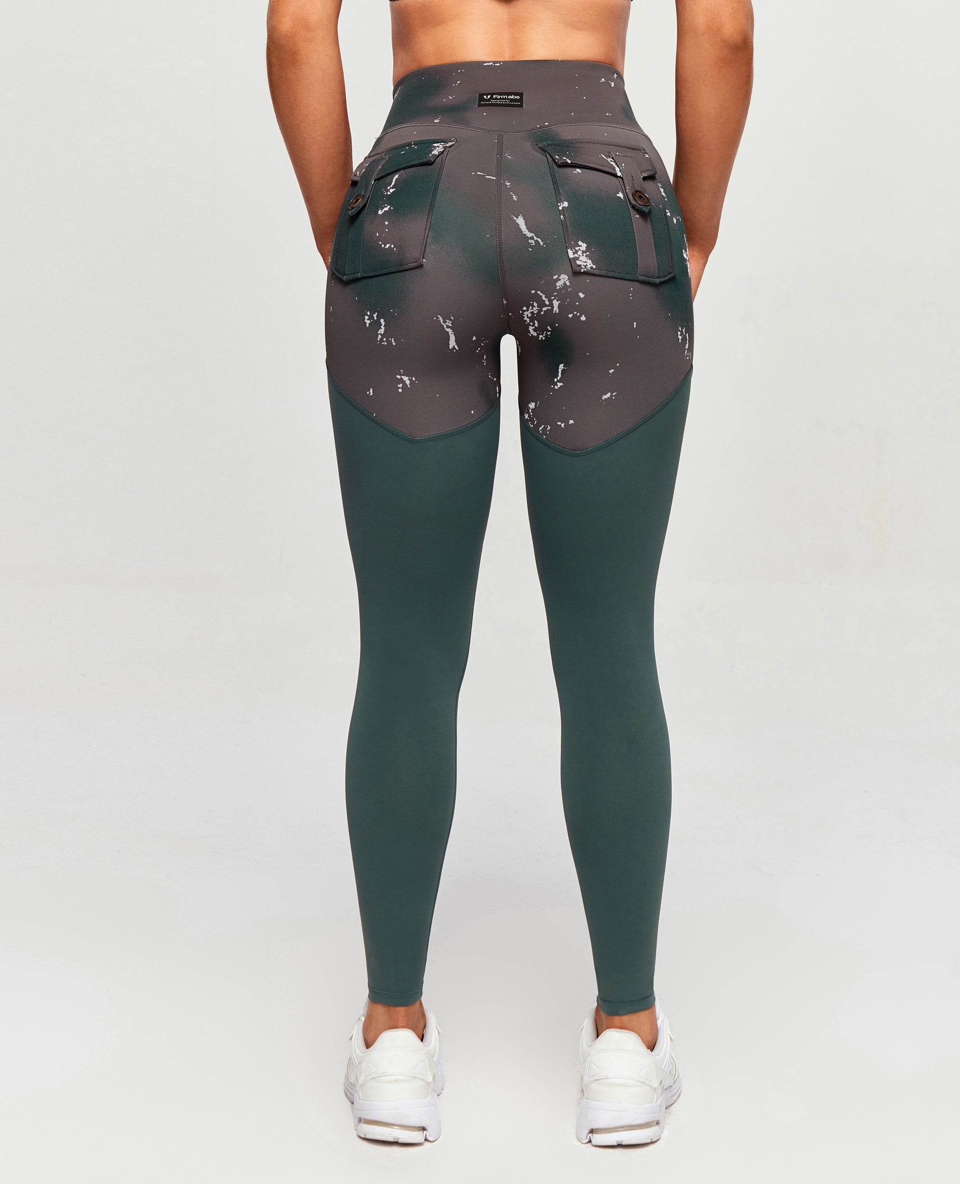 Cargo Power Leggings - Tie Dye and Dark Green