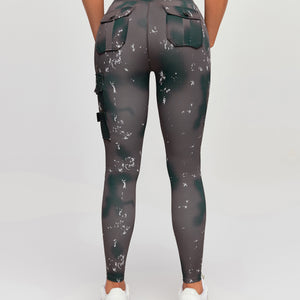 Cargo Fitness Leggings - Phantom Tie Dye