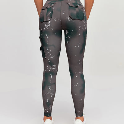Cargo Fitness Leggings - Phantom Tie Dye