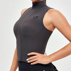 Ribbed Zip Up Tank - Graphite Gray