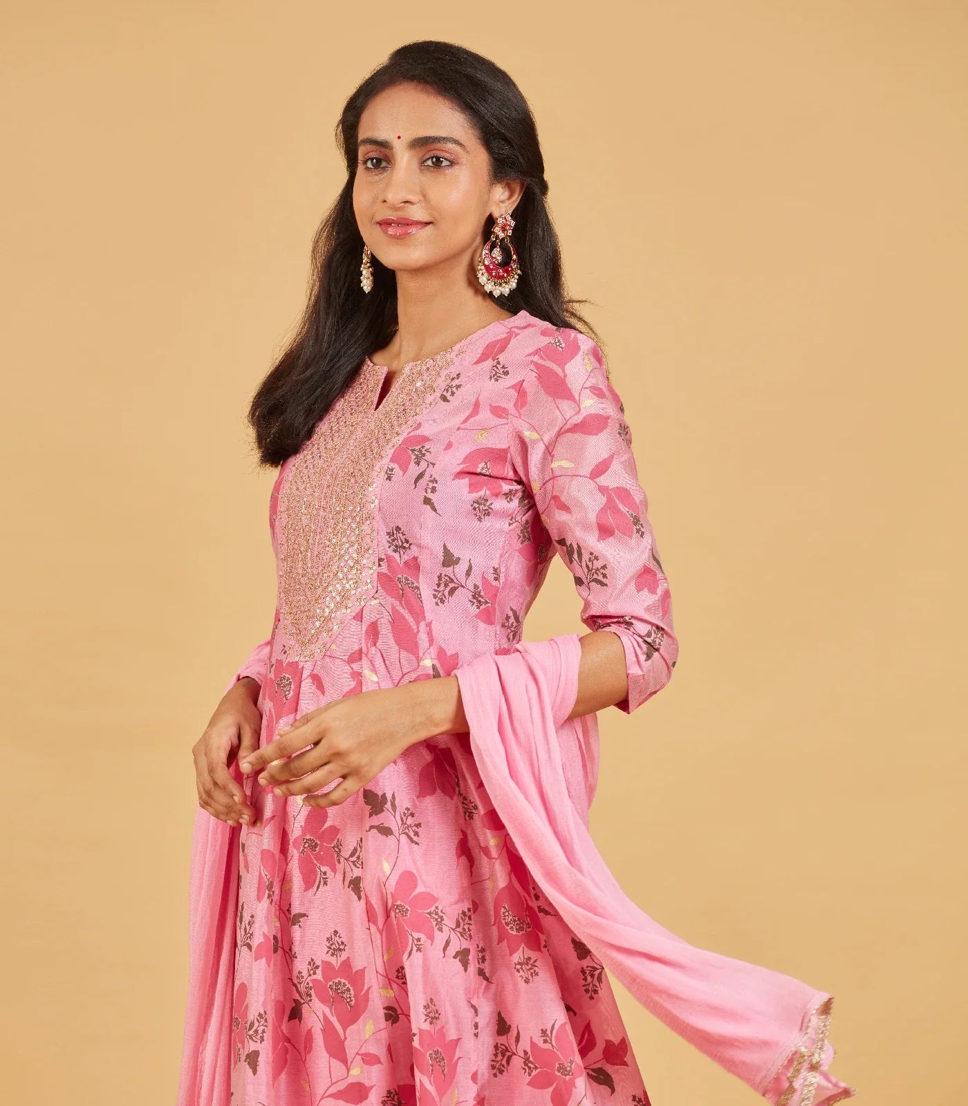 Blush Pink Kurta Set With Matching Dupatta