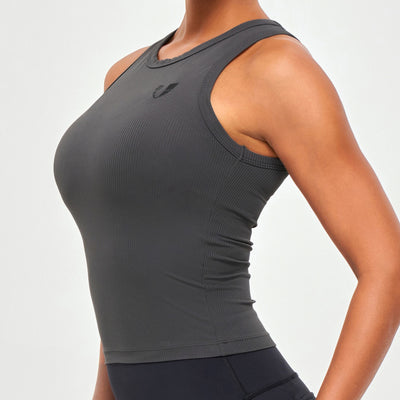 Ribbed Workout Tank - Lava Gray