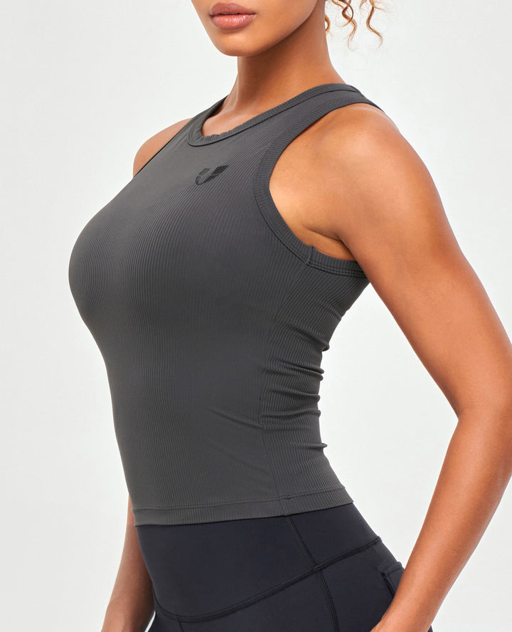 Ribbed Workout Tank - Lava Gray