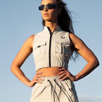 Cargo Power Moto top - Apricot Gray