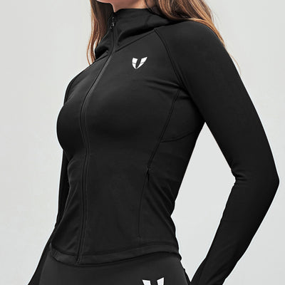 Thin Fleece Zipper Hoodie - Black