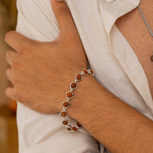 Rudraksha Silver Bracelet (Hexagon)