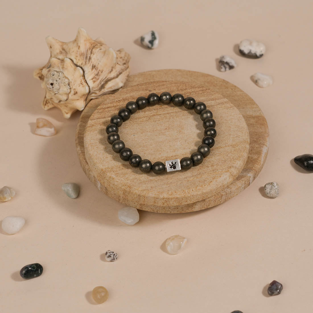 Pyrite Stone Beads Bracelet