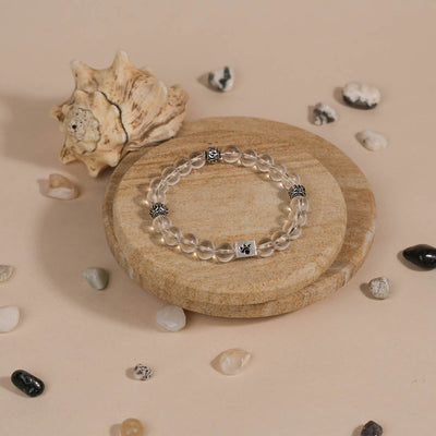 Spatik Beads with Om Silver Beads Bracelet