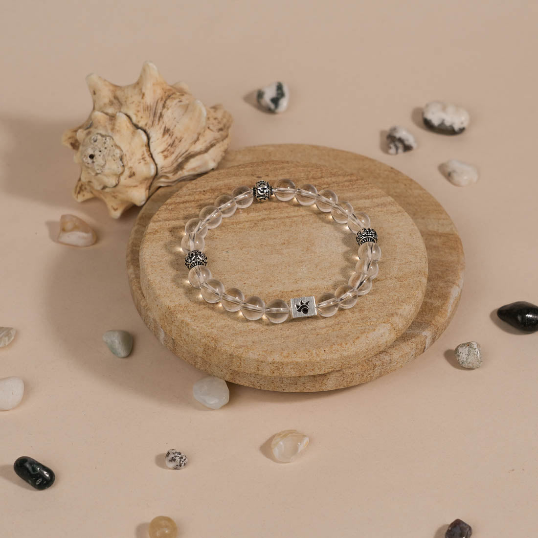 Spatik Beads with Om Silver Beads Bracelet
