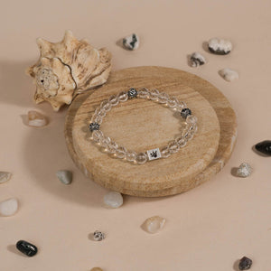 Spatik Diamond Cut Beads with Om Silver Beads Bracelet