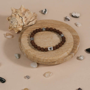 Rudraksha with Jay Shree Ram Silver Beads Bracelet