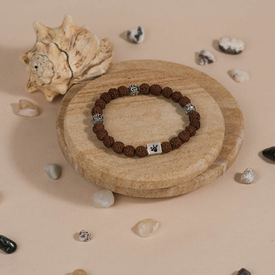 Rudraksha with Jay Shree Ram Silver Beads Bracelet