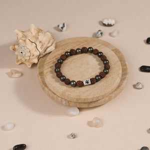 Rudraksha with Pyrite Beads Bracelet