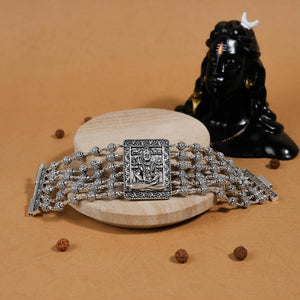 Shiva Six Line Silver Bracelet
