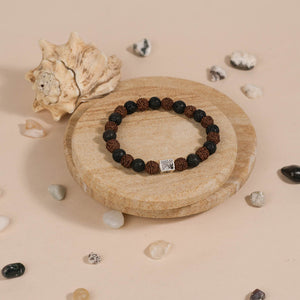 Rudraksha with Lava Beads Bracelet