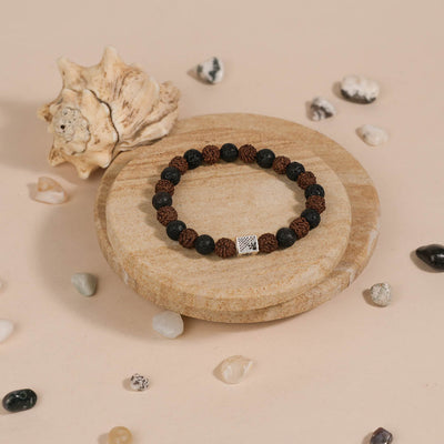 Rudraksha with Lava Beads Bracelet
