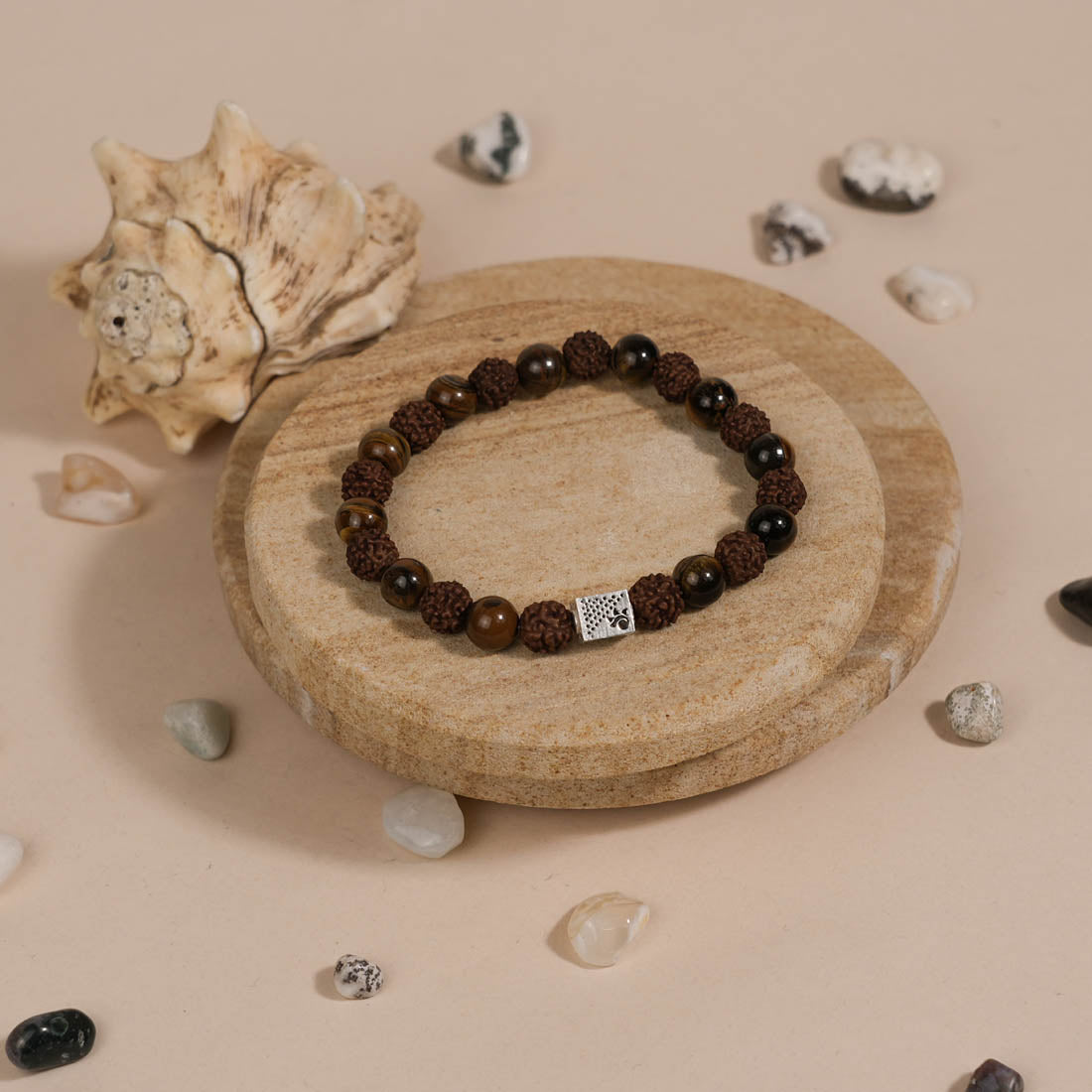 Rudraksha with Tiger Eye Stone Bracelet