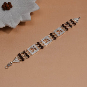 Rudraksha Silver Dimond Om Brooch Bracelet
