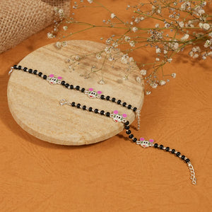 Real Black beads mickey mouse silver nazariya for kids