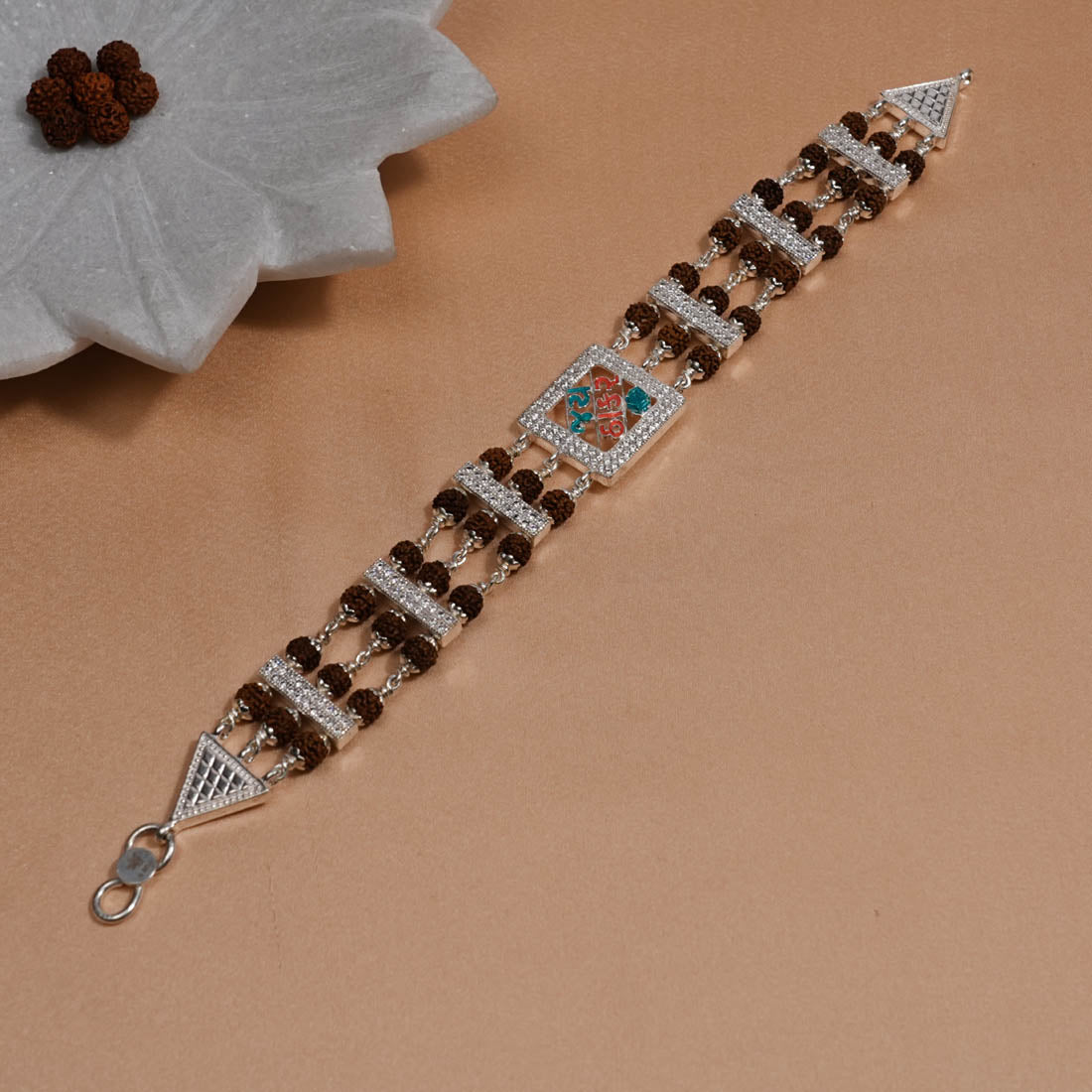 Rudraksha Silver Jay Thakar Brooch Bracelet