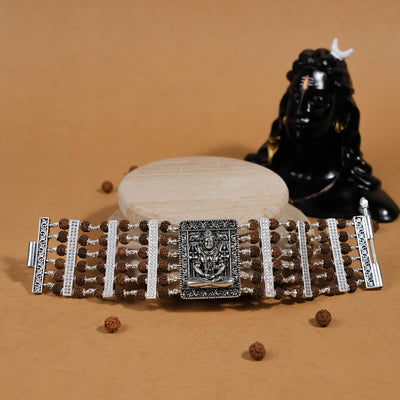 Rudraksha Silver Shiva Brooch Six Lines Bracelet