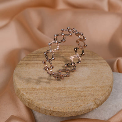 Rose Gold Plated Silver Ring Cum Bracelet for Women