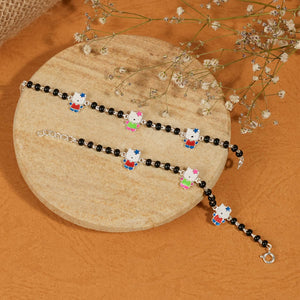 Black beads multicolor teddy bear silver nazariya for kids