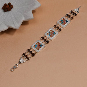 Rudraksha Silver Three Jay Thakar Brooch Bracelet